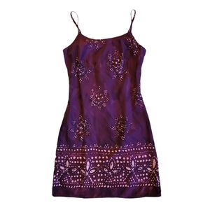 Vintage Batik Design Sundress Burgundy XS Juniors 1/3 Arizona Jeans Company
